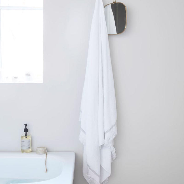 Meraki - Håndklæde, 70x140, hvid med grå striber