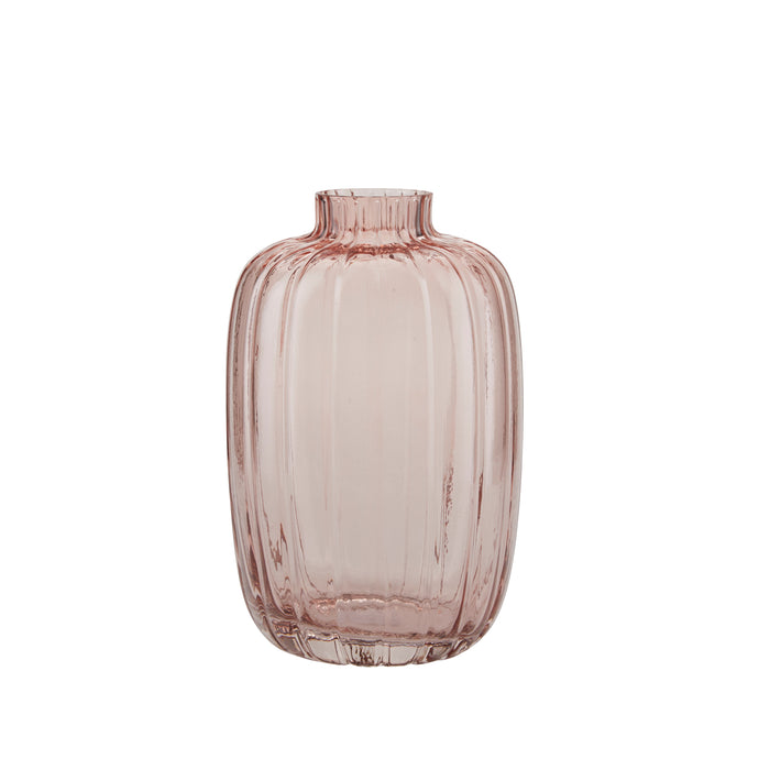 Bahne - Vase m. riller, rosa 20 cm.