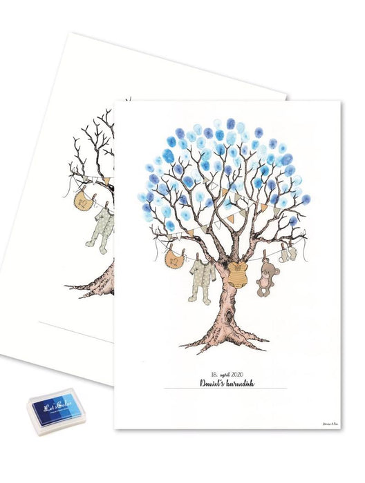 Mouse & Pen - Fingerprint barnedåbs træ, blå