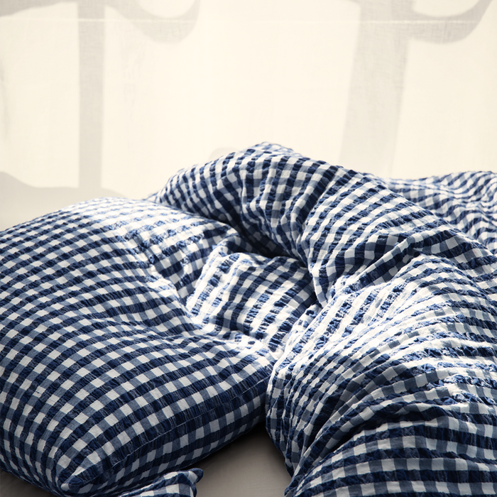 JUNA - sengetøj Bæk&Bølge mørkeblå/Hvid, 140 cm x 220 cm