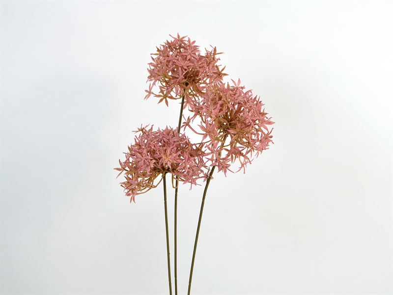 Kunstig allium stilk, m/3 blomster, lyserød, 60 cm (1421-01)