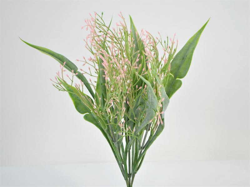 Kunstig vild græsbusk m/5 grene, rosa, 28 cm (2032-09)
