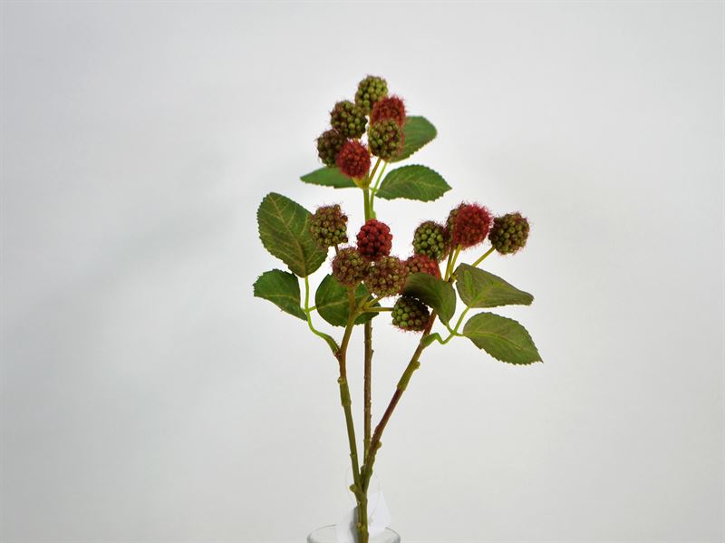 Kunstig brombær gren, 41cm rød/grøn 2253-13