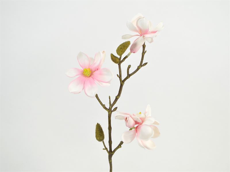 Kunstig magnolia m/3 blomster og 3 knopper, hvid, 38 cm (2269-01)