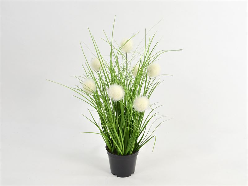 kunstig grøn potteplante m/hvide blomster, 38 cm (2612-15)