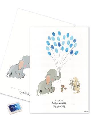 Mouse & Pen - Fingerprint elefant ballon, blå