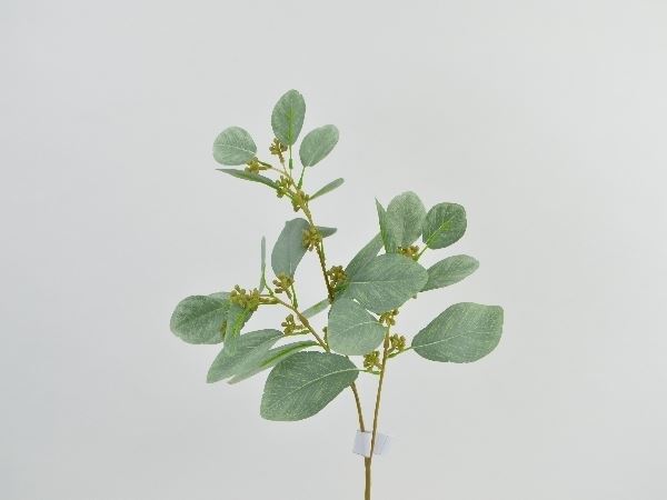 Kunstig bredbladet eucalyptus stilk m/bær, 63 cm (388620)