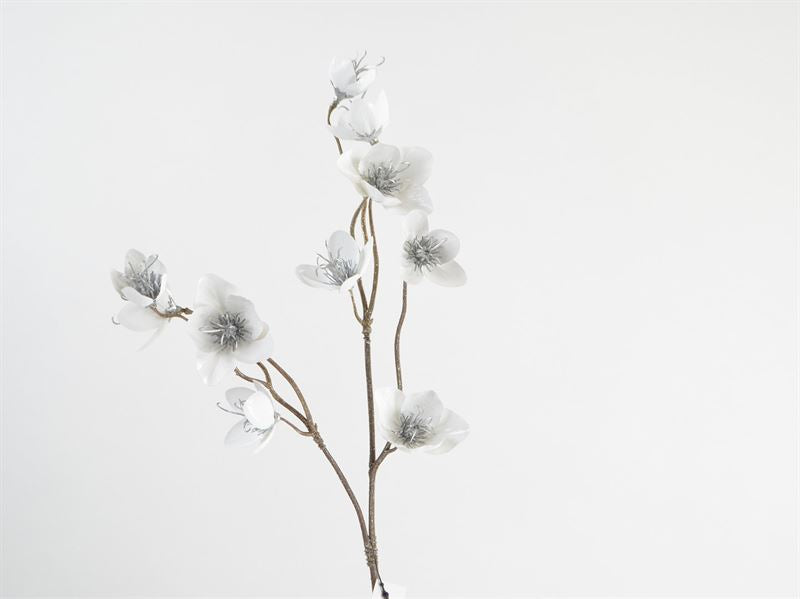 Deko Florale - Kunstig mini magnolia stilk, hvid/sølv, 59 cm (415715)