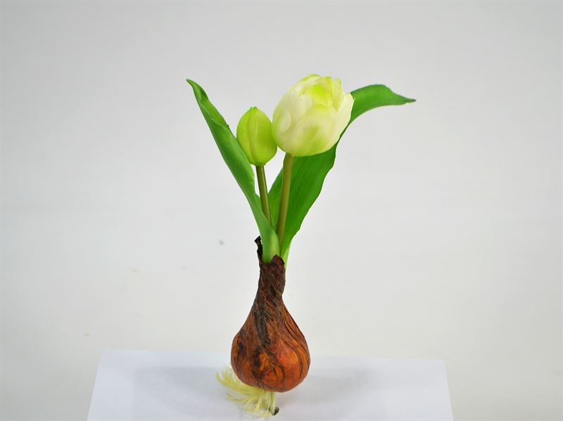 Kunstig stilk, tulipan m/ 2 blomster, creme, 23 cm (434716)