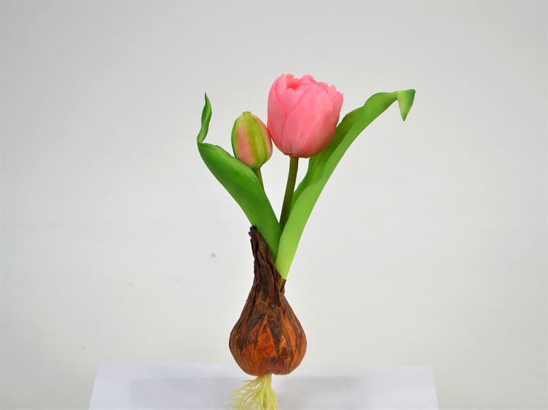 Kunstig stilk, tulipan m/ 2 blomster, pink, 23 cm (434743)