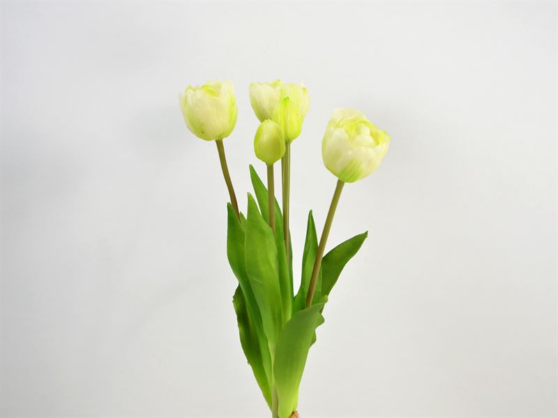 Deko Florale - Kunstig tulipan bundt m/ 5 blomster, hvid, 35 cm (435016)