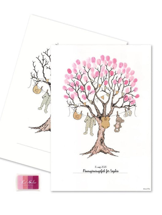 Mouse & Pen - Fingerprint barnedåbs træ, pink