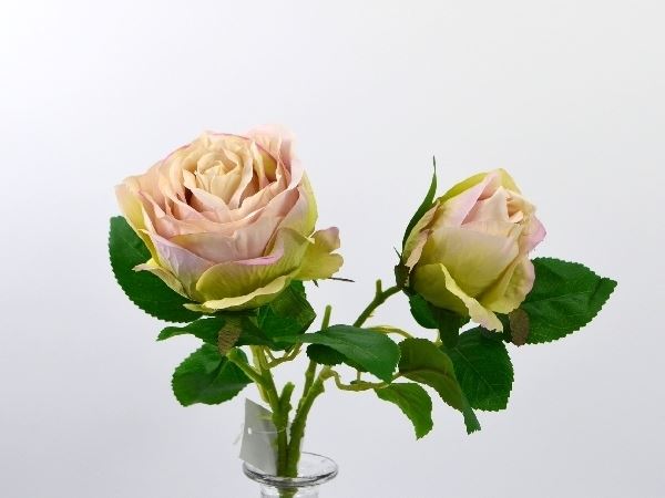 Deko Florale - kunstig rose m/ 2 blomster 984192