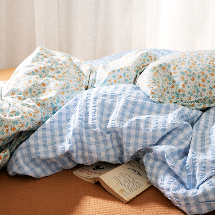 JUNA - sengetøj Bæk&Bølge Lys blå/Hvid, 140 cm x 200 cm