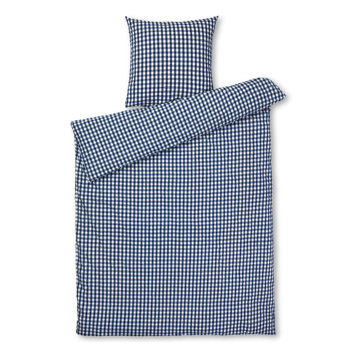 JUNA - sengetøj Bæk&Bølge mørkeblå/Hvid, 140 cm x 200 cm