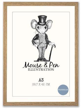 Mouse & Pen - ramme A3, eg