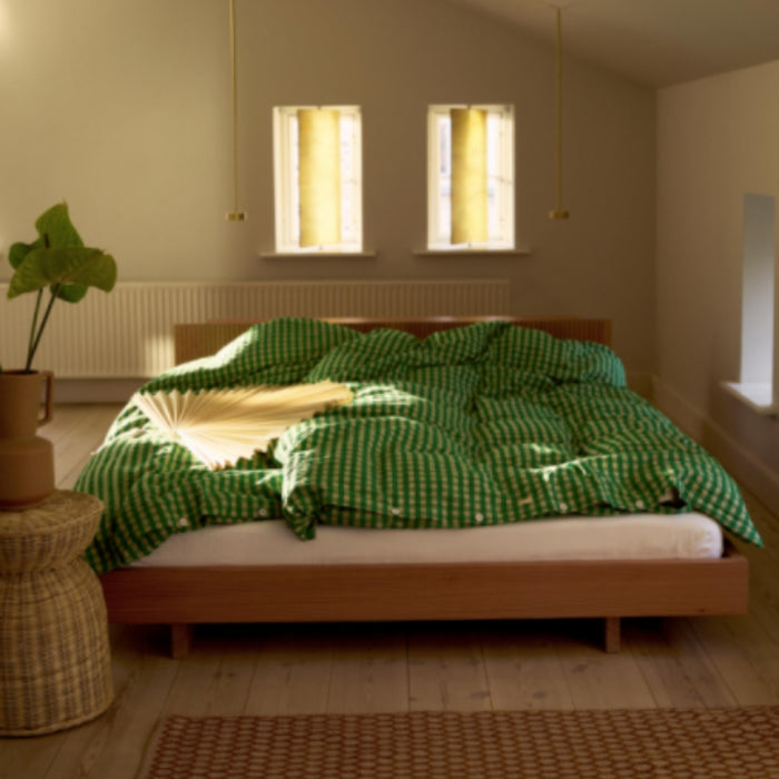 JUNA - sengetøj Bæk&Bølge grøn/sand, 140 cm x 220 cm