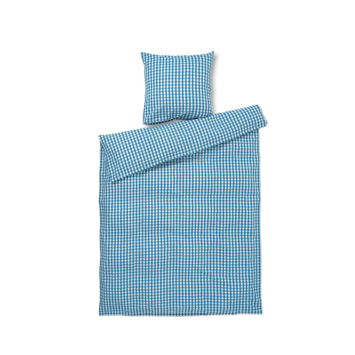 JUNA - sengetøj Bæk&Bølge blå/birk, 140 cm x 200 cm