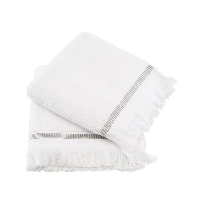 Meraki - Håndklæde, 50x100, hvid med grå striber, 2 stk.