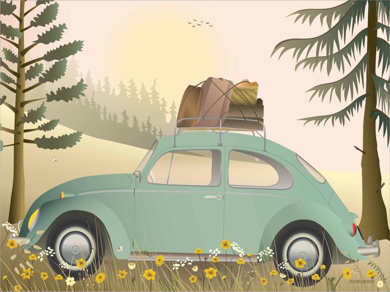 Vissevasse - Beetle i skov, plakat 50x70